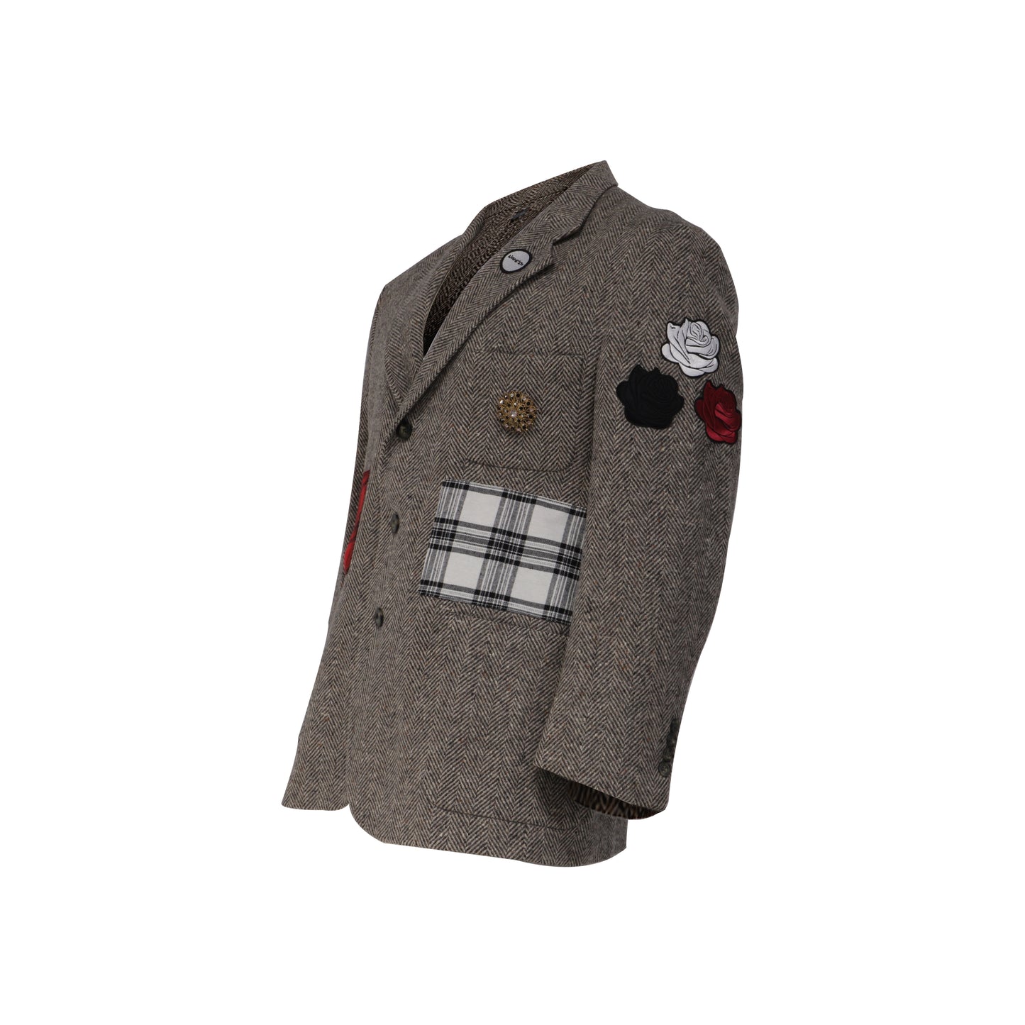 NBJ The Heritage — Brown Herringbone Plaid-Pocket Blazer