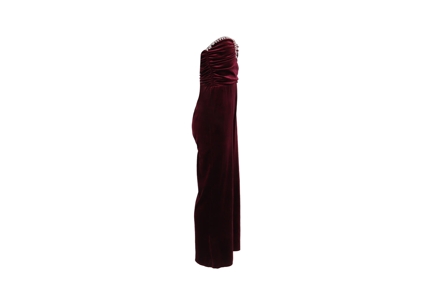 The Burgundy Velvet Crystal Gown — 'The Bravo Premiere'