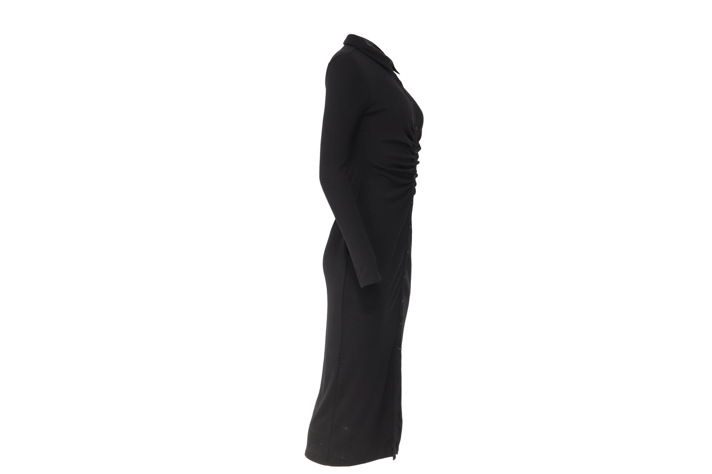 The Reunion Dress — Black Ruched Shirt Dress