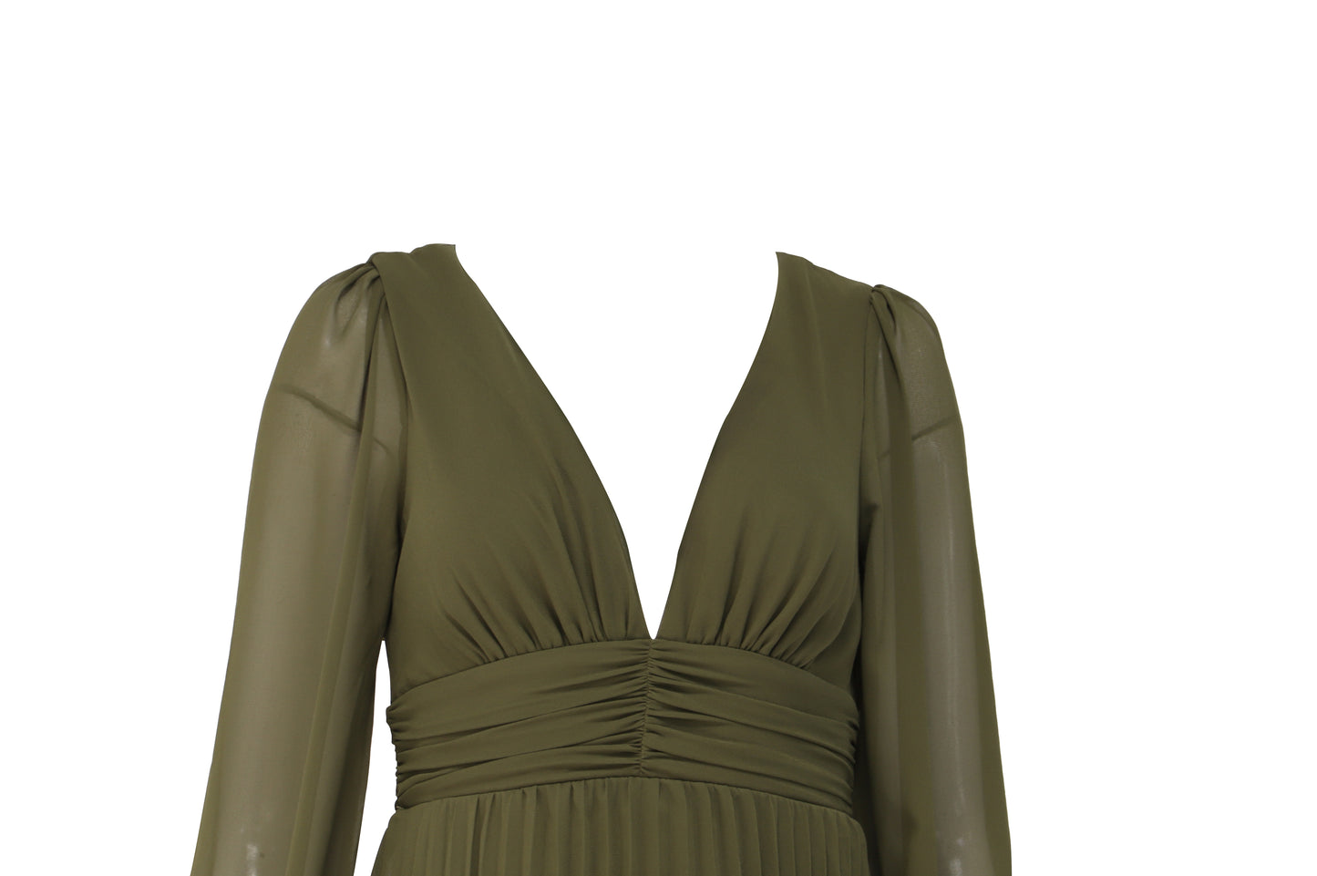 The Olive Plunging V Tiered Gown