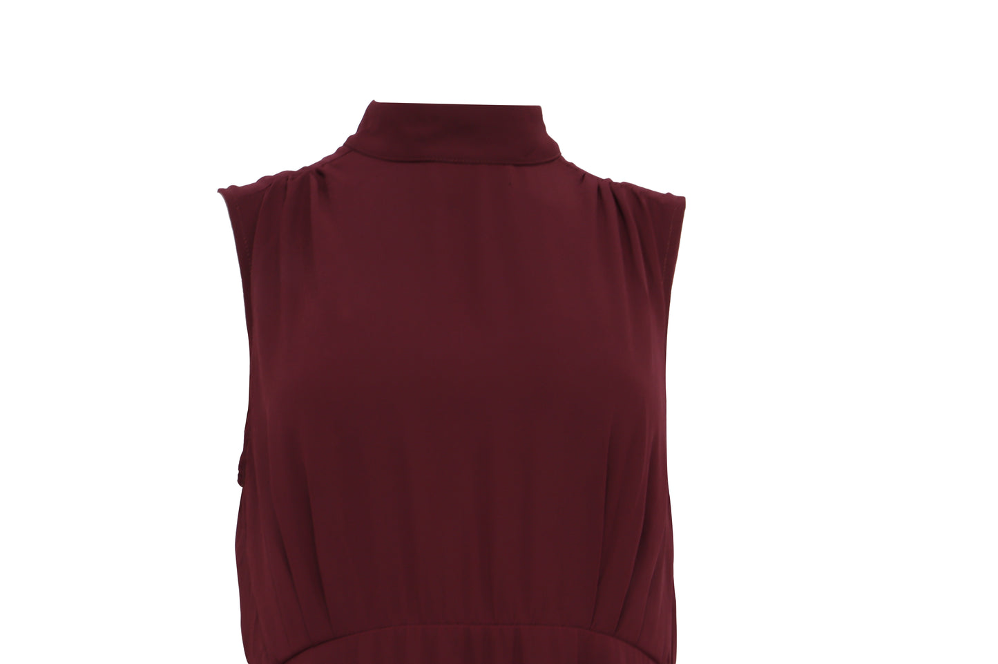 The Burgundy Mock-Neck Chiffon Maxi