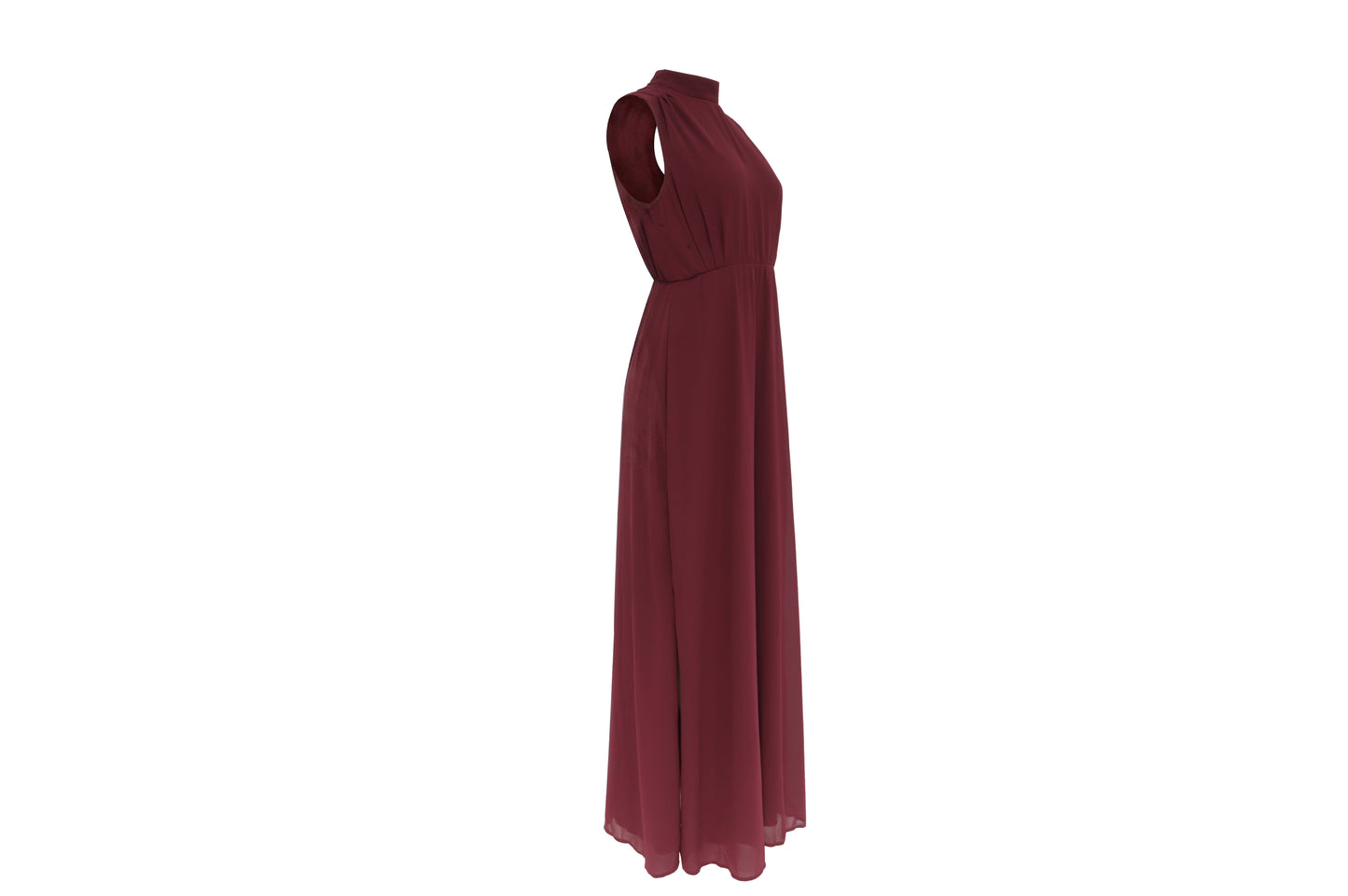 The Burgundy Mock-Neck Chiffon Maxi
