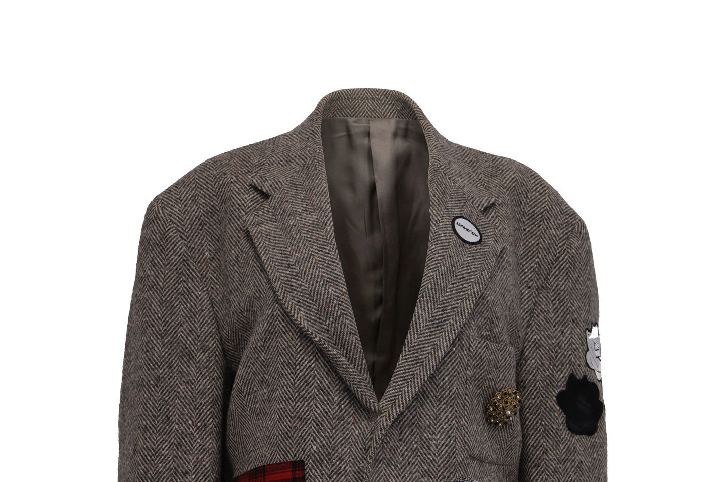 NBJ The Heritage — Brown Herringbone Plaid-Pocket Blazer