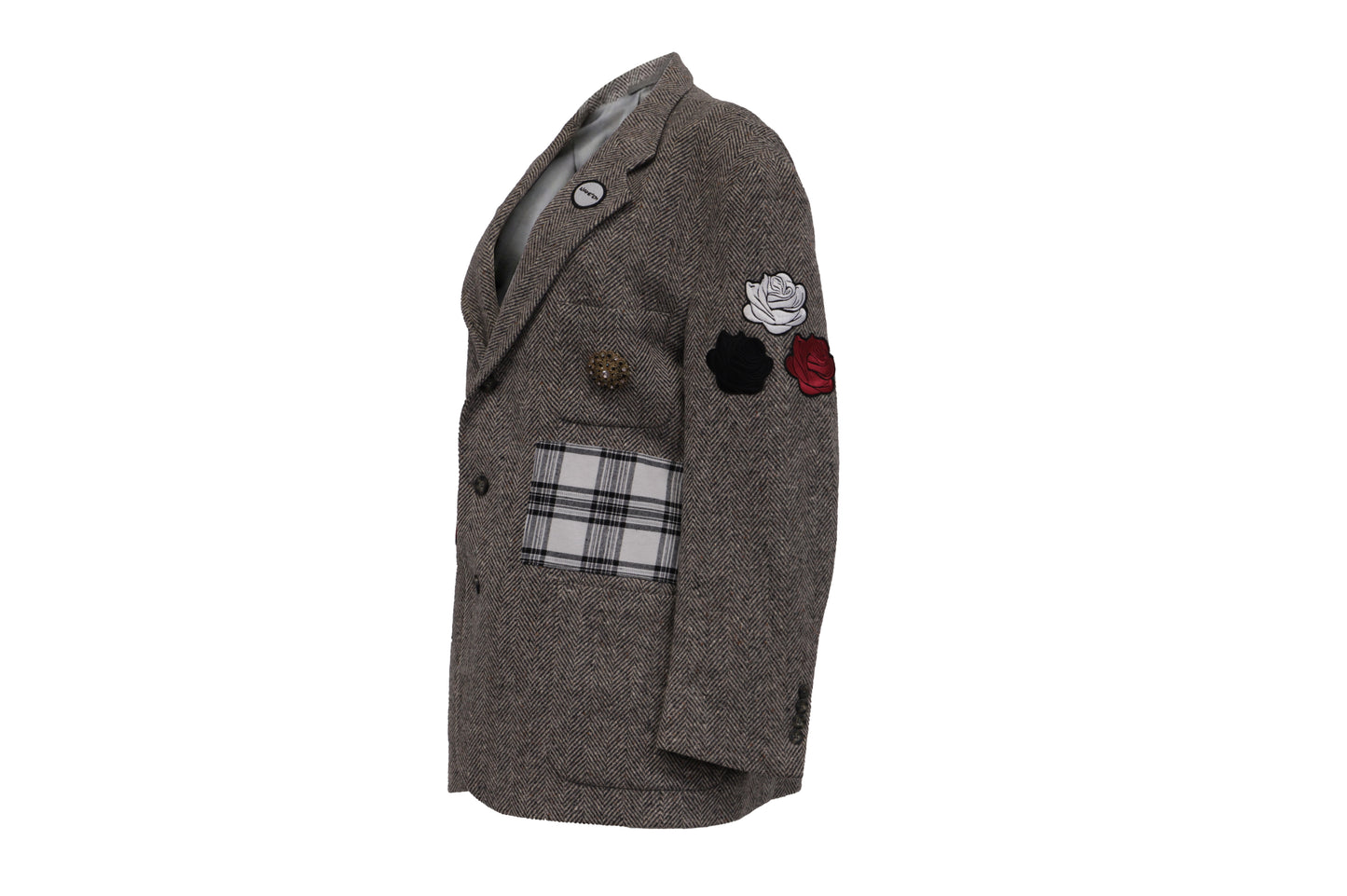 NBJ The Heritage — Brown Herringbone Plaid-Pocket Blazer