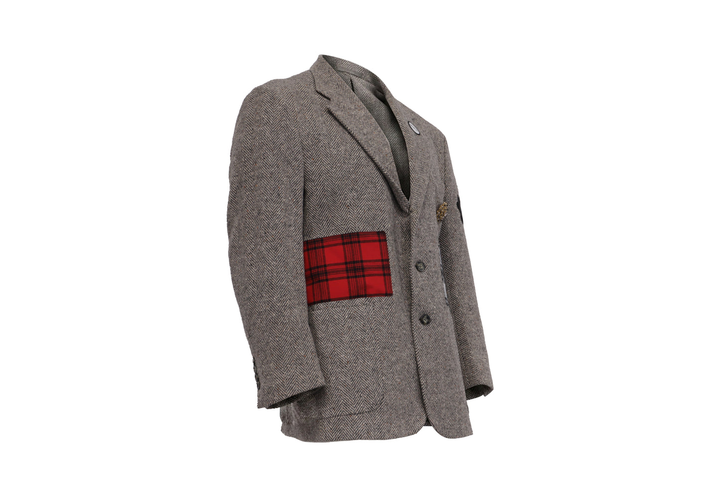 NBJ The Heritage — Brown Herringbone Plaid-Pocket Blazer