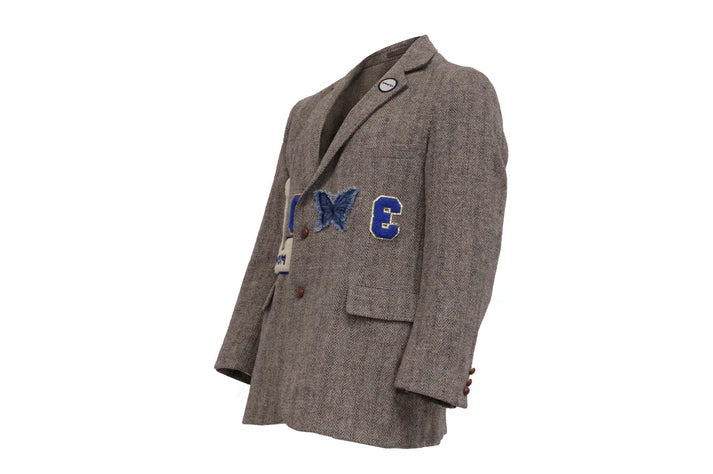 NBJ The Lover — Brown Herringbone 'LOVE' Blazer