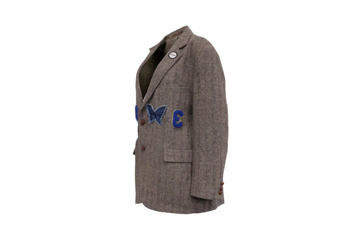 NBJ The Lover — Brown Herringbone 'LOVE' Blazer
