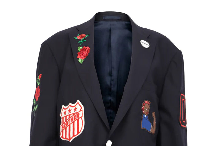 NBJ The Matriarch — Navy Wool 'MOTHER' Patch Blazer