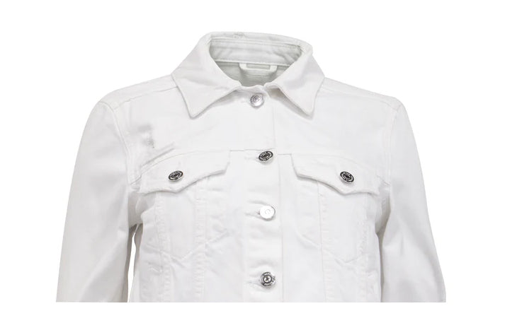 Pipes & Shaw The White Distressed Cropped Denim Jacket