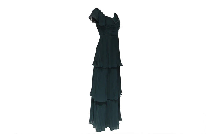 The Forest Green Tiered Flutter Gown