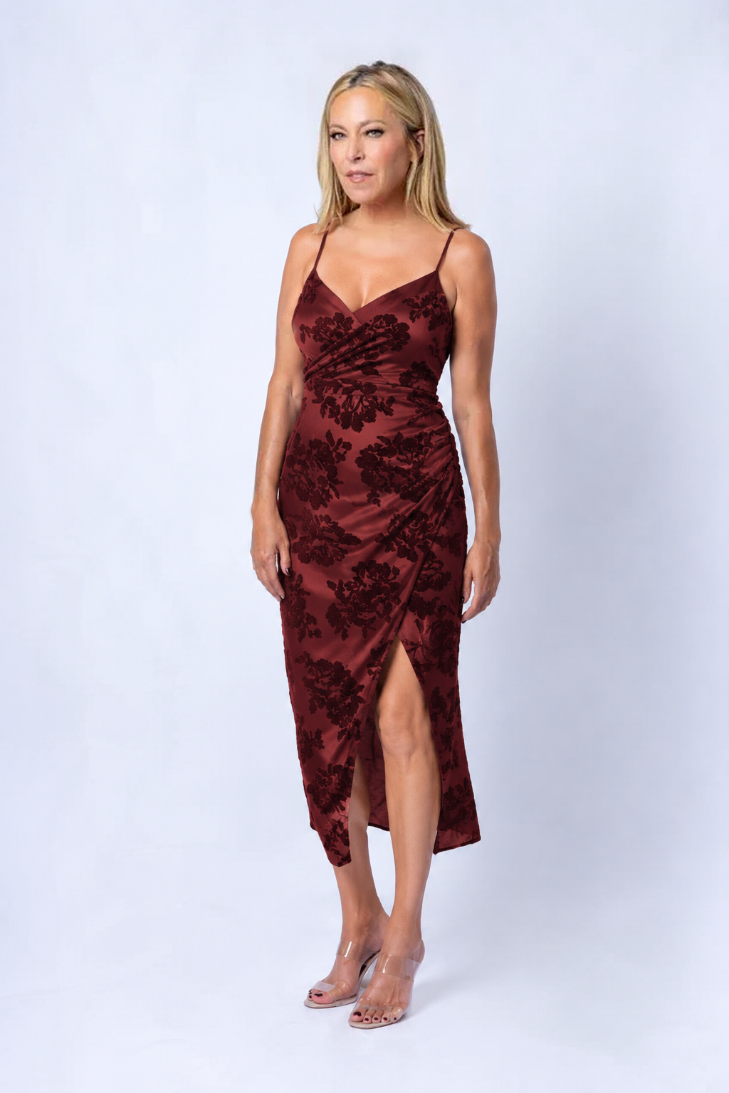 The Burgundy Velvet Rose Slip Dress
