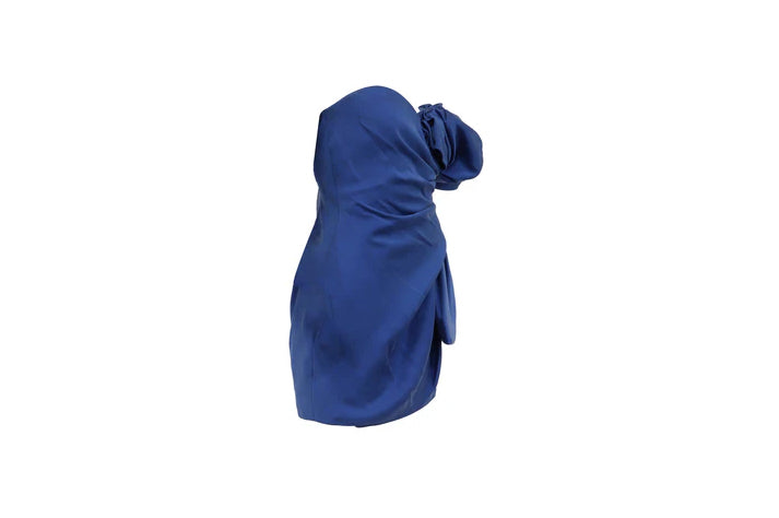 The Cobalt Rosette — Strapless Mini