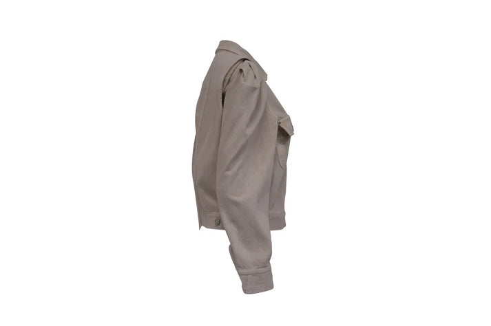 The Stone Puff-Shoulder Cropped Jacket