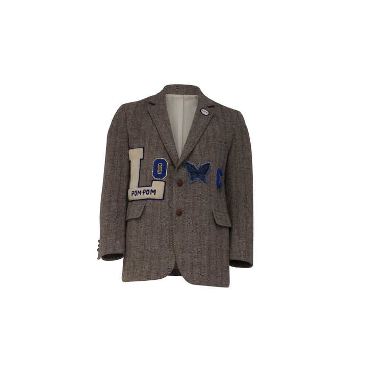 NBJ The Lover — Brown Herringbone 'LOVE' Blazer
