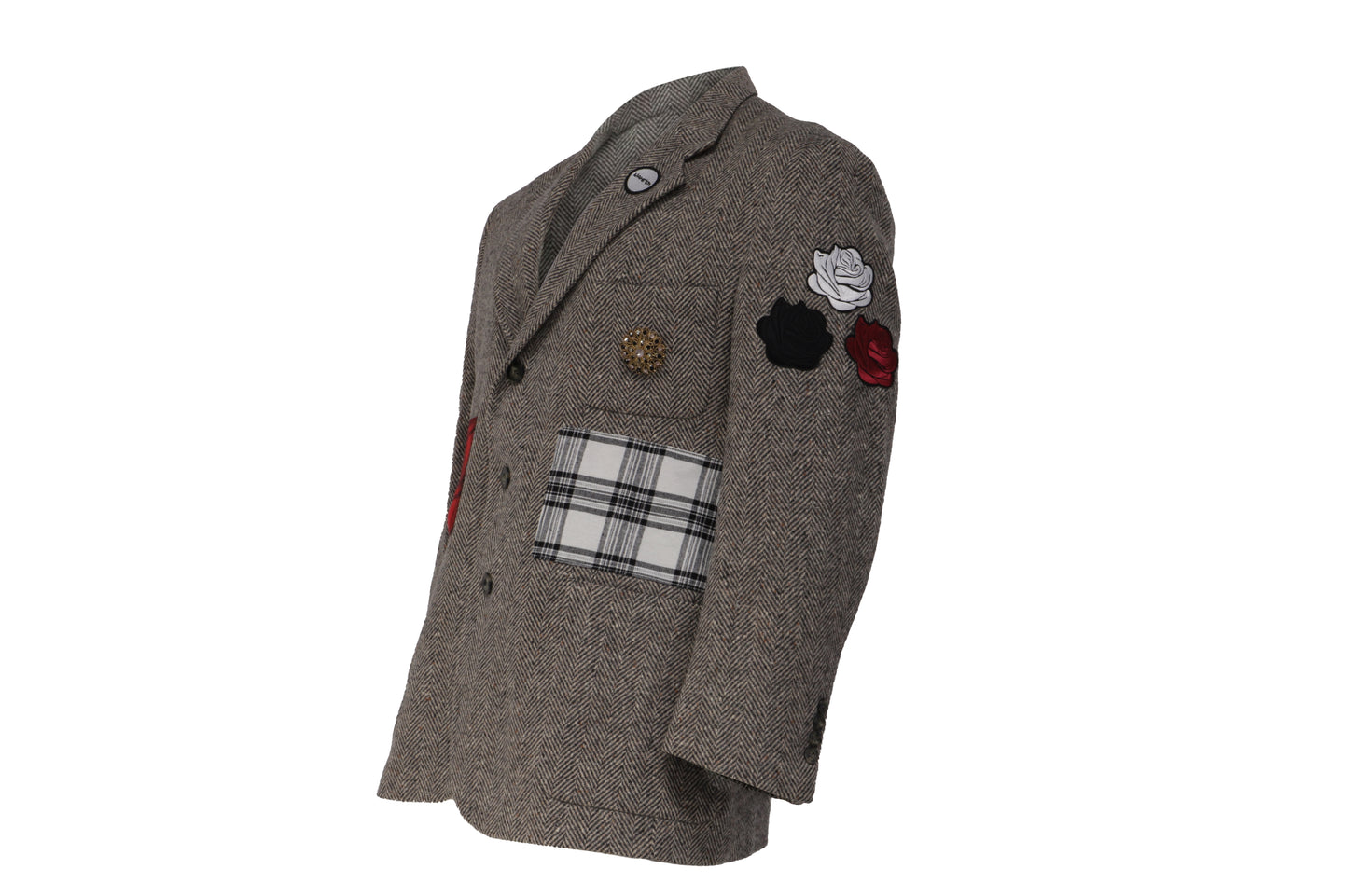 NBJ The Heritage — Brown Herringbone Plaid-Pocket Blazer