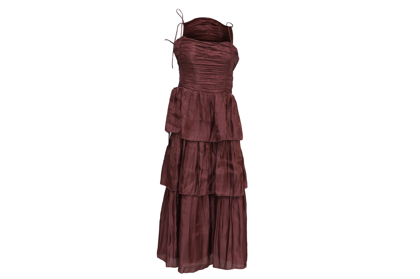 The Iridescent Burgundy Tiered Maxi