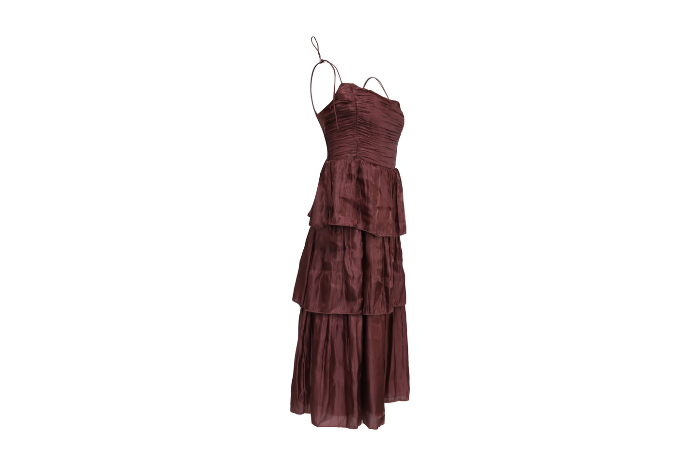 The Iridescent Burgundy Tiered Maxi