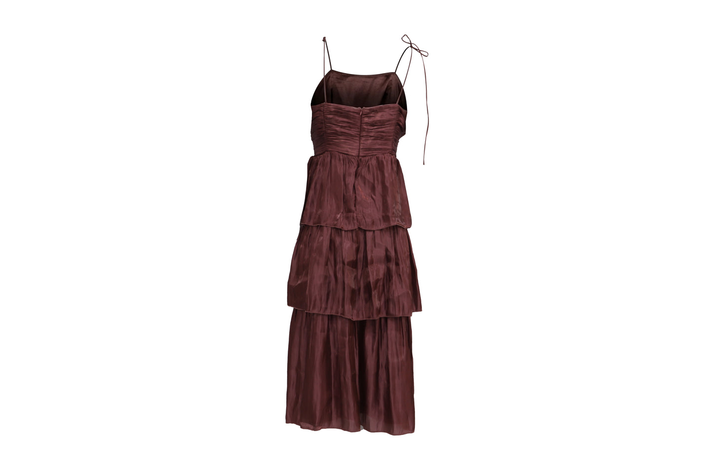 The Iridescent Burgundy Tiered Maxi