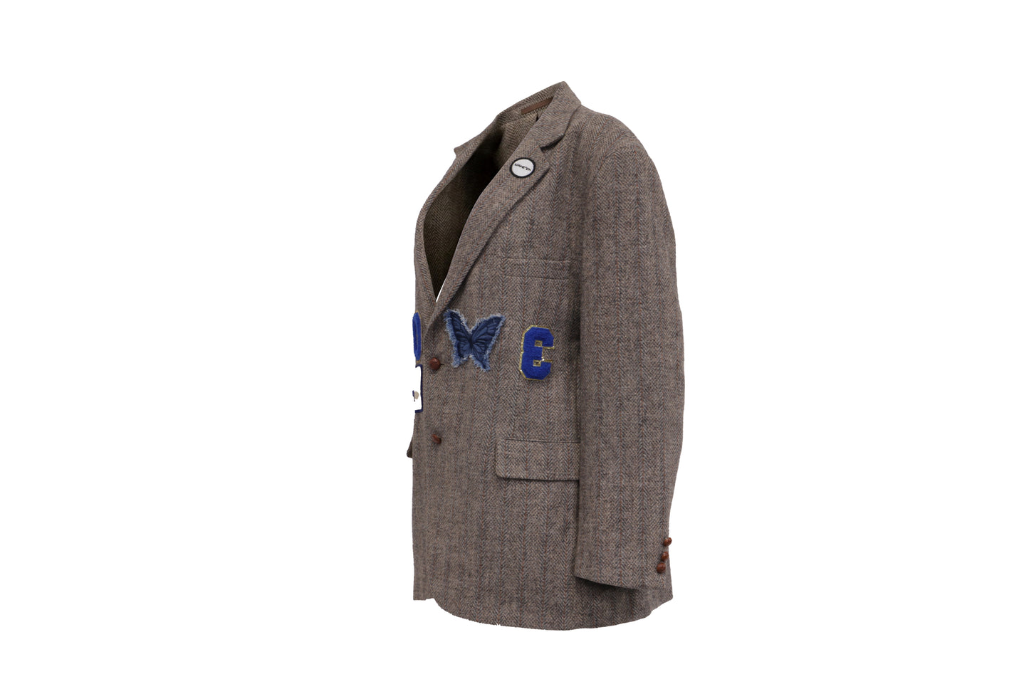 NBJ The Lover — Brown Herringbone 'LOVE' Blazer
