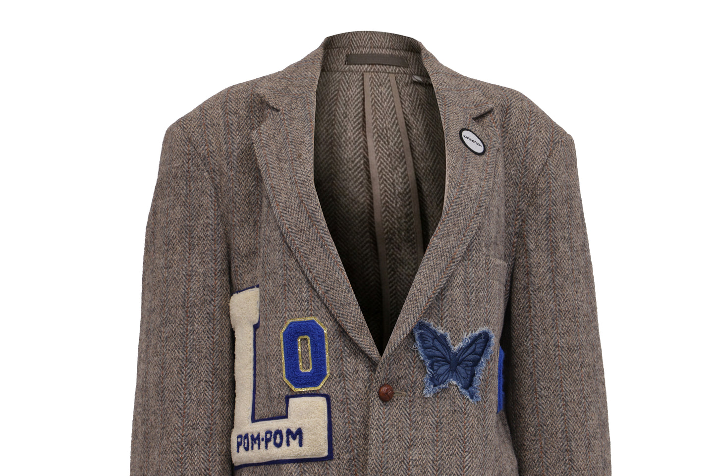 NBJ The Lover — Brown Herringbone 'LOVE' Blazer