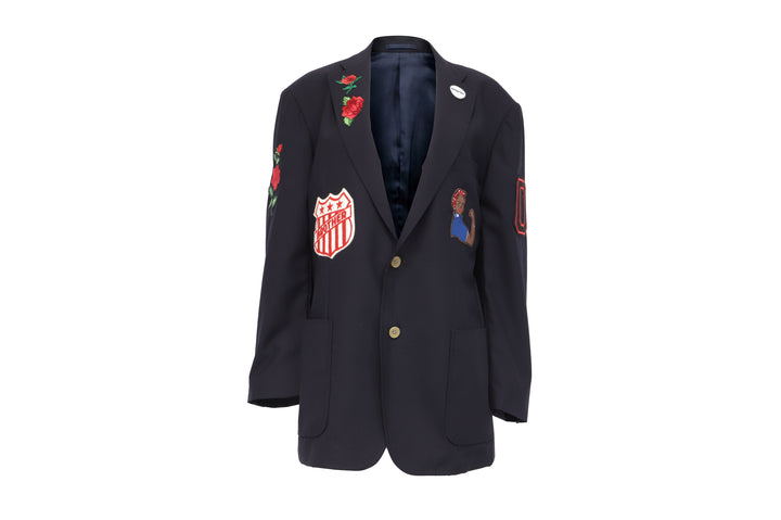 NBJ The Matriarch — Navy Wool 'MOTHER' Patch Blazer