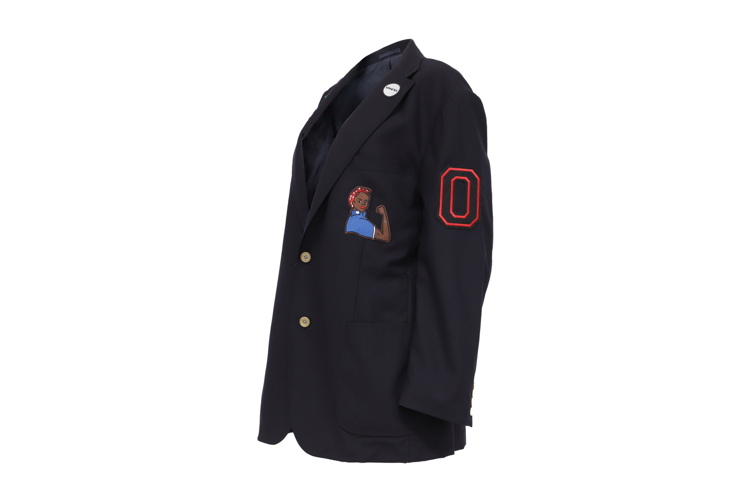 NBJ The Matriarch — Navy Wool 'MOTHER' Patch Blazer