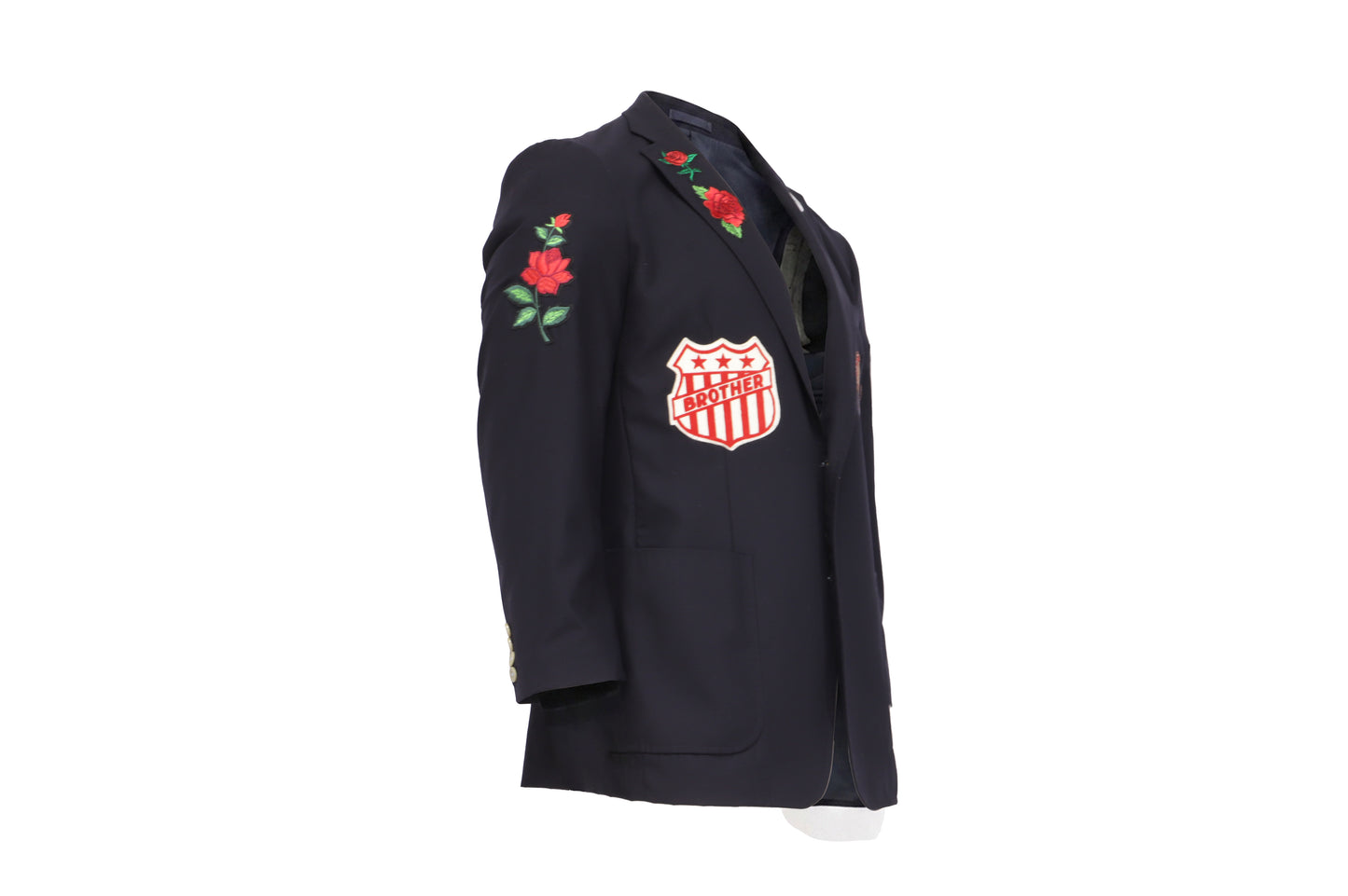 NBJ The Matriarch — Navy Wool 'MOTHER' Patch Blazer