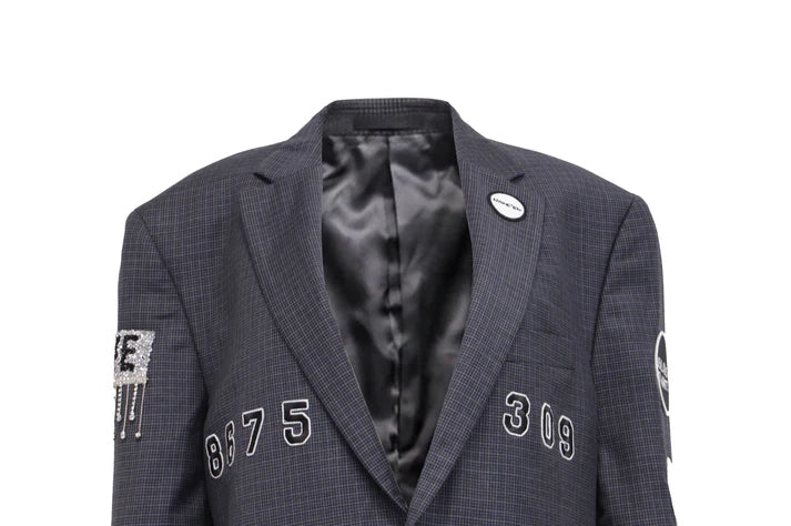 NBJ The Hotline Noir — Charcoal '8675 309' Crystal Blazer