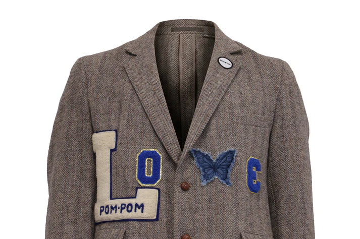 NBJ The Lover — Brown Herringbone 'LOVE' Blazer