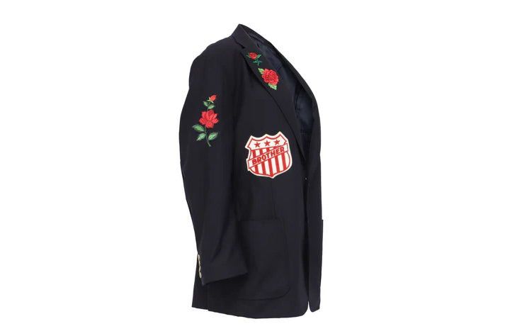 NBJ The Matriarch — Navy Wool 'MOTHER' Patch Blazer