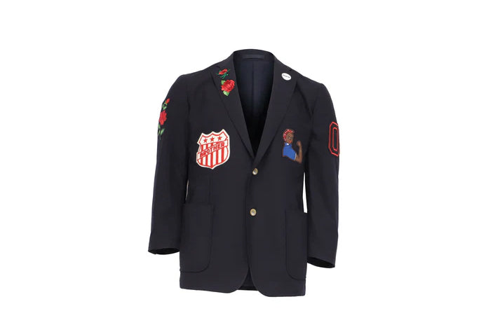 NBJ The Matriarch — Navy Wool 'MOTHER' Patch Blazer
