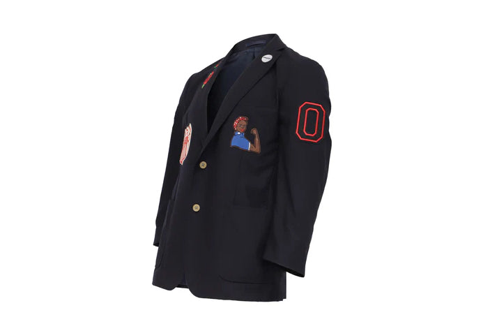 NBJ The Matriarch — Navy Wool 'MOTHER' Patch Blazer