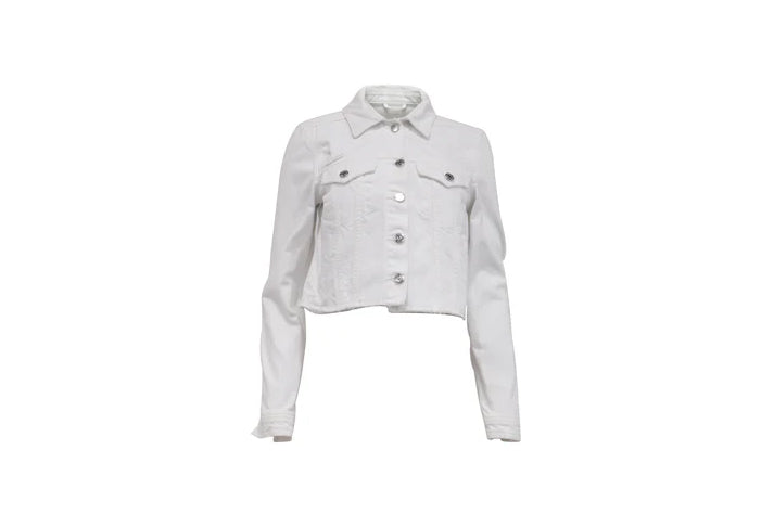 Pipes & Shaw The White Distressed Cropped Denim Jacket