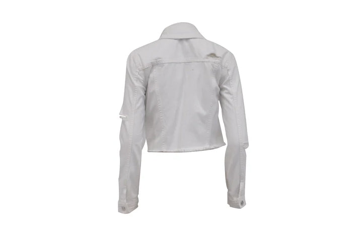 Pipes & Shaw The White Distressed Cropped Denim Jacket