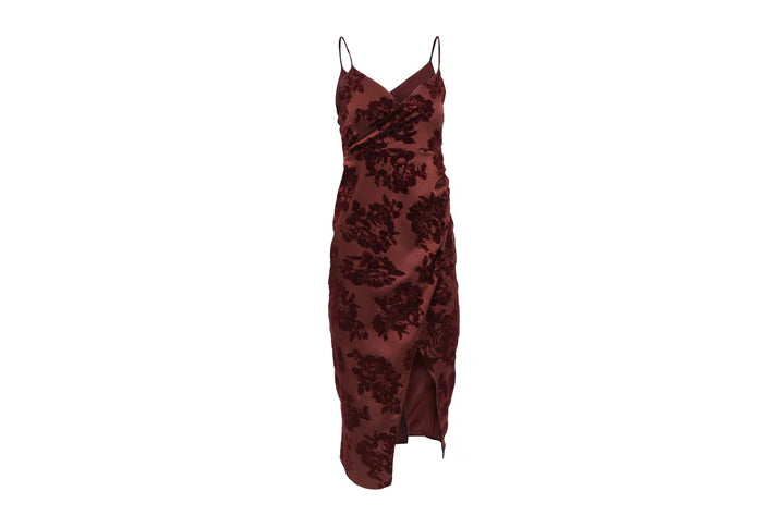 The Burgundy Velvet Rose Slip Dress