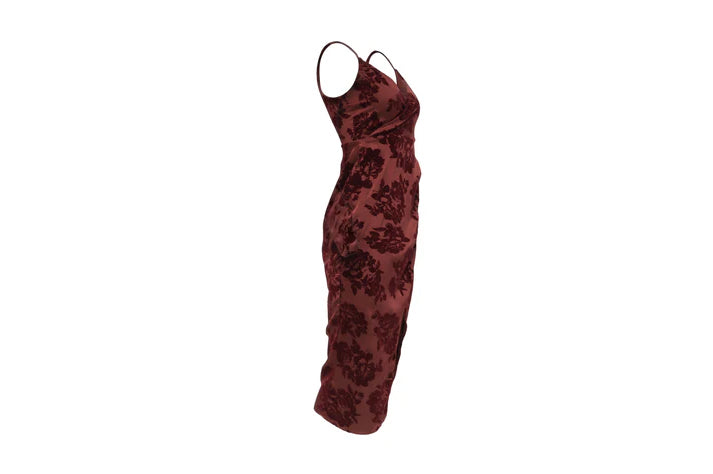 The Burgundy Velvet Rose Slip Dress