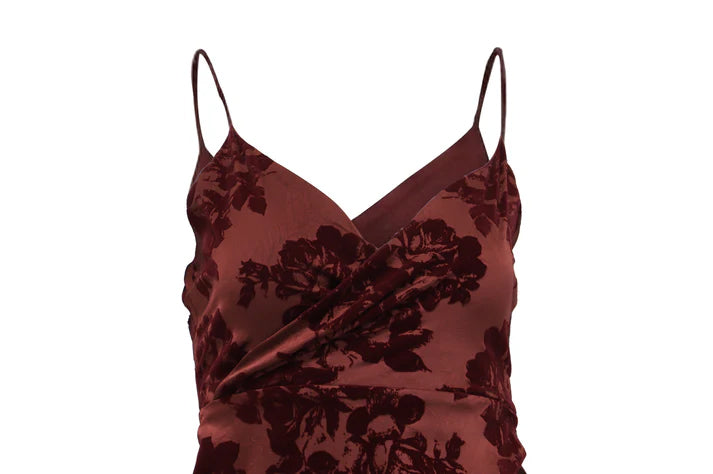 The Burgundy Velvet Rose Slip Dress