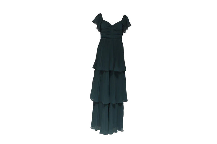 The Forest Green Tiered Flutter Gown