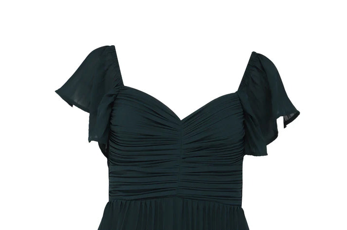 The Forest Green Tiered Flutter Gown