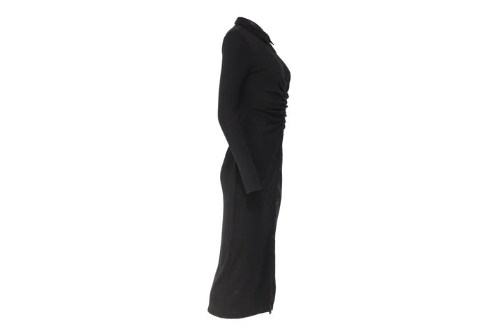 The Reunion Dress — Black Ruched Shirt Dress