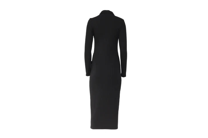 The Reunion Dress — Black Ruched Shirt Dress
