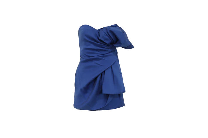 The Cobalt Rosette — Strapless Mini