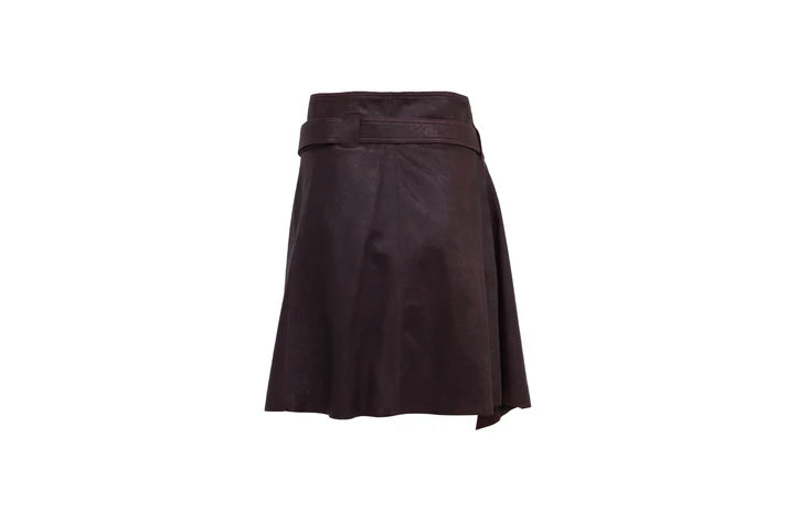 The Oxblood Leather Skirt — 'The Power Lunch'