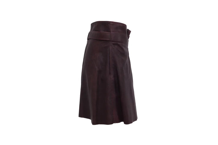 The Oxblood Leather Skirt — 'The Power Lunch'