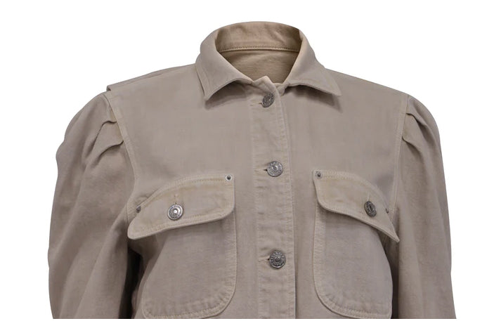 The Stone Puff-Shoulder Cropped Jacket
